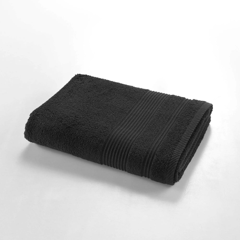 Prosop negru din bumbac din frotir 70x130 cm Tendresse – douceur d\'intérieur
