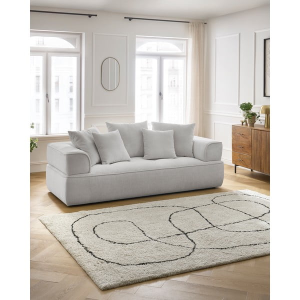 Canapea gri deschis cu tapițerie din chenille 237 cm Whesley – Bobochic Paris-image-1