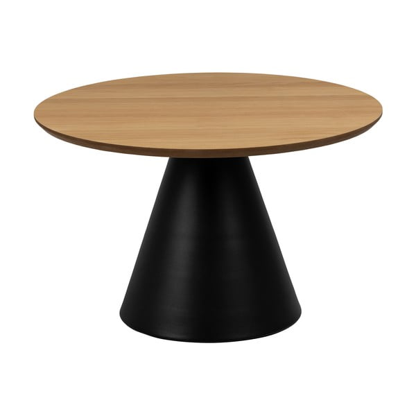 Măsuță de cafea neagră/în culoare naturală rotundă cu blat cu aspect de lemn de stejar ø 65 cm Soli – Actona-image-3