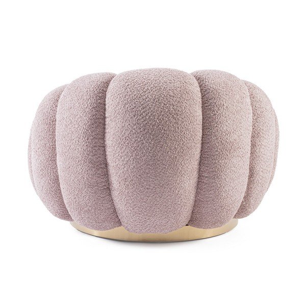Fotoliu roz pivotant cu tapițerie din țesătură bouclé Florel – Bizzotto-image-4