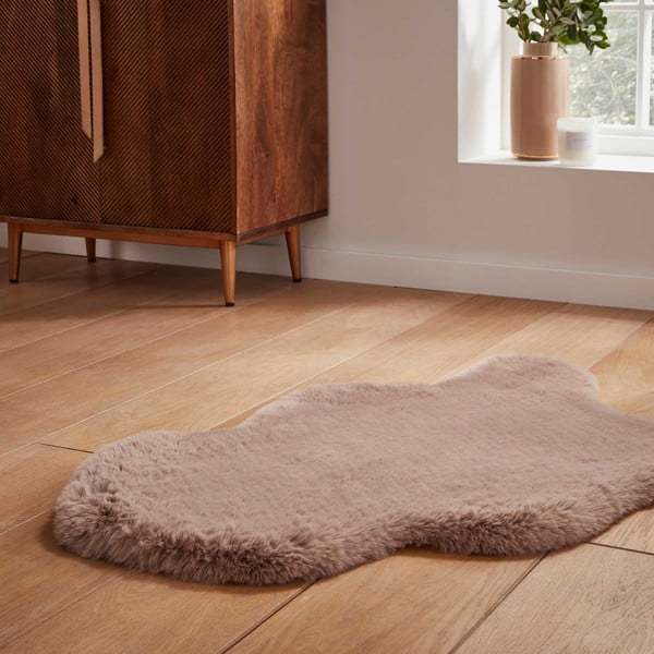 Blană maro deschis sintetică 60x90 cm Super Teddy – Think Rugs-image-2