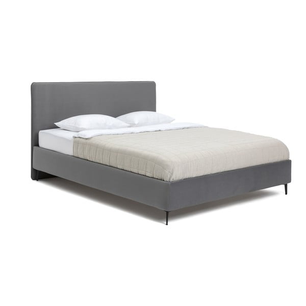 Pat matrimonial gri tapițat cu somieră 180x200 cm Noira Slim – Bonami Selection