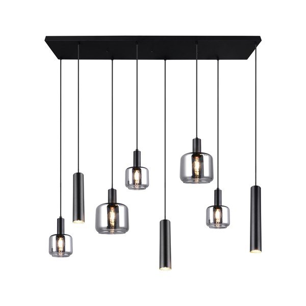 Lustră neagră cu abajur din metal/cu abajur din sticlă Mataro – Trio-image-2