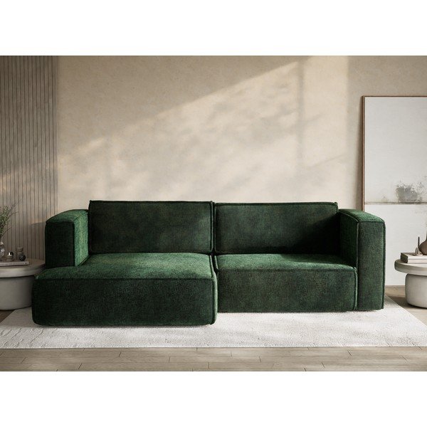 Colțar verde închis extensibil/cu spațiu de depozitare cu tapițerie din chenille (cu colț pe partea stângă/cu șezlong) Velto – Maison de Rêve-image-1