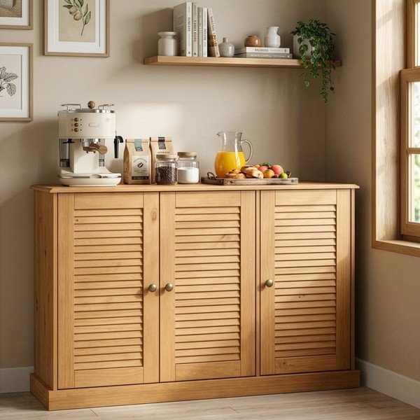 Comodă în culoare naturală deschisă din lemn de pin 125x80x38 cm Edith – Støraa-image-1