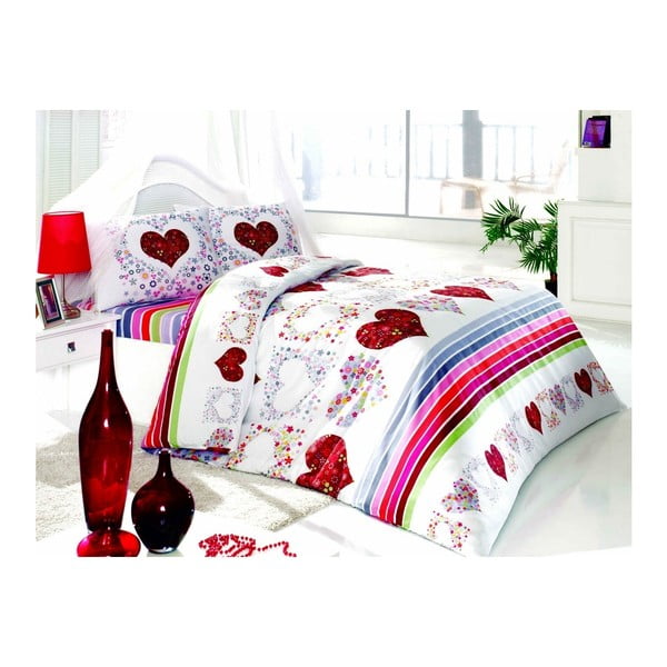 Lenjerie de pat cu cearșaf Sima Red, 200 x 220 cm