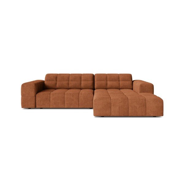 Colțar teracotă cu tapițerie din chenille (cu colț pe partea dreaptă/cu șezlong) Chicago – Cosmopolitan Design