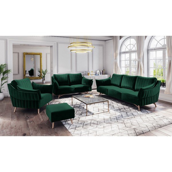 Taburet cu tapițerie de catifea Interieur 86 Elysée, verde închis-image-1