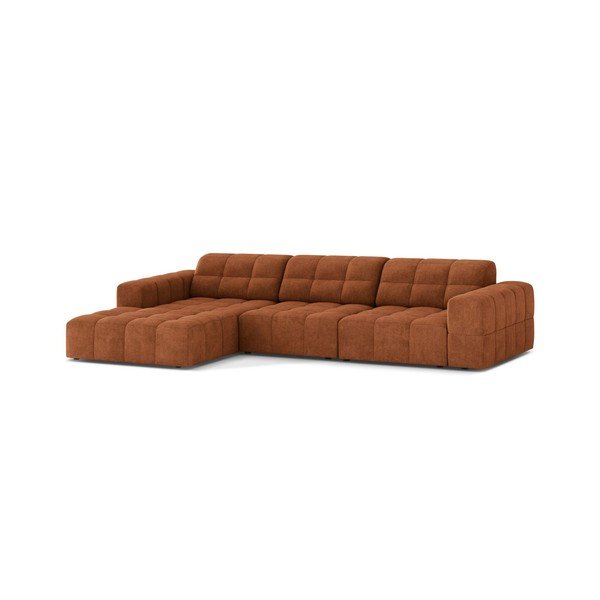 Colțar teracotă cu tapițerie din chenille (cu colț pe partea stângă/cu șezlong) Chicago – Cosmopolitan Design-image-1