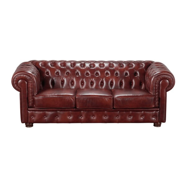 Canapea cu trei locuri, Max Winzer Bristol din piele , roșu