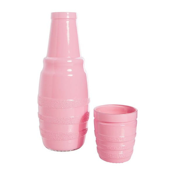 Sticlă pentru apă cu pahar Mezzo, roz 