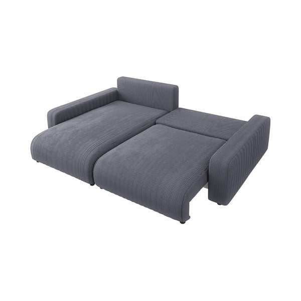 Colțar gri închis extensibil cu tapițerie din catifea reiată  (cu colț variabil) Sara – Ropez-image-3