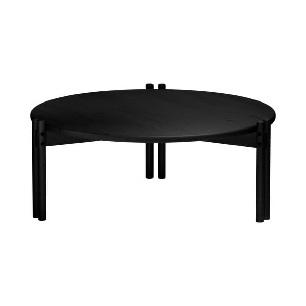 Măsuță de cafea neagră rotundă din lemn masiv de pin ø 80 cm Sticks – Karup Design
