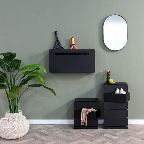 Pantofar negru cu deschidere înclinată/suspendat din metal 76x38x18 cm Sportiva – Spinder Design-image-1