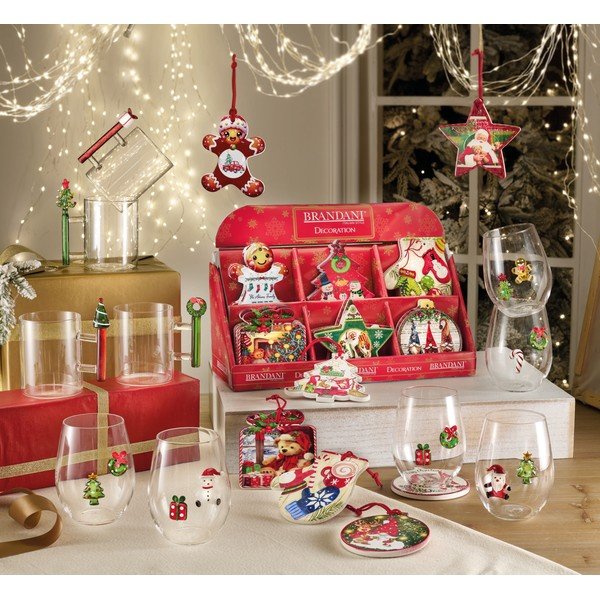 Căni 2 buc. din sticlă 450 ml  cu model de Crăciun Long Live Xmas – Brandani-image-1