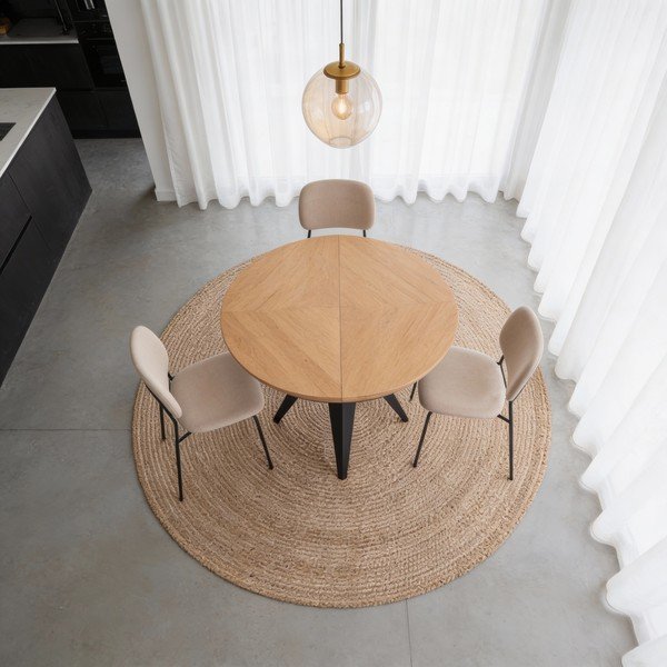 Masă de dining rotundă extensibilă cu blat cu aspect de lemn de stejar cu blat suplimentar ø 120 cm Magnus – Windsor & Co Sofas-image-3