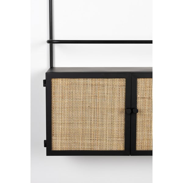 Dulap vinotecă din ratan negru 18x100 cm Guuji - White Label-image-1