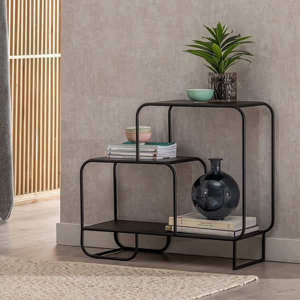 Etajeră neagră din metal 72x68 cm Sleco – Ixia-image-2