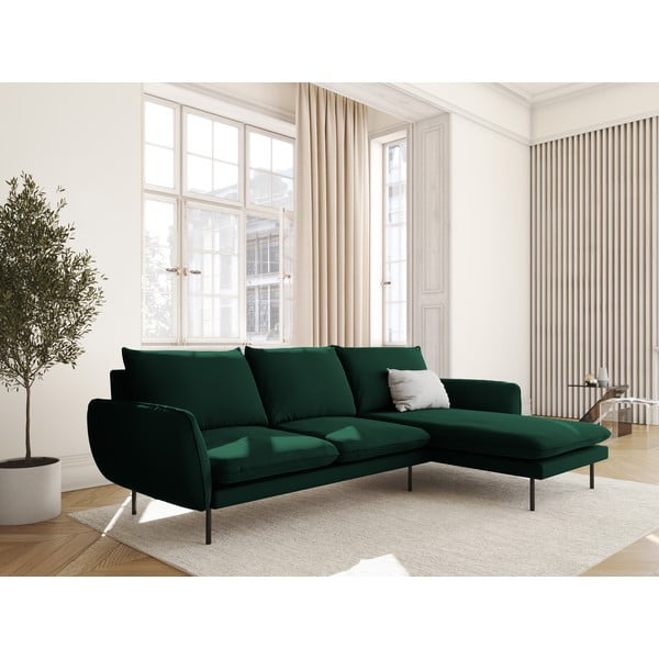 Colțar verde închis cu tapițerie din catifea (cu colțar pe partea dreaptă) Vienna – Cosmopolitan Design-image-1