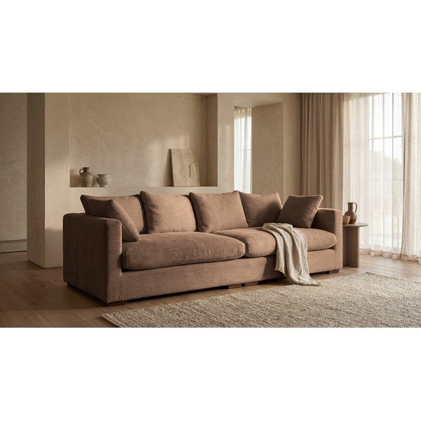Canapea maro deschis cu tapițerie din catifea reiată  266 cm Comfy – Scandic-image-1