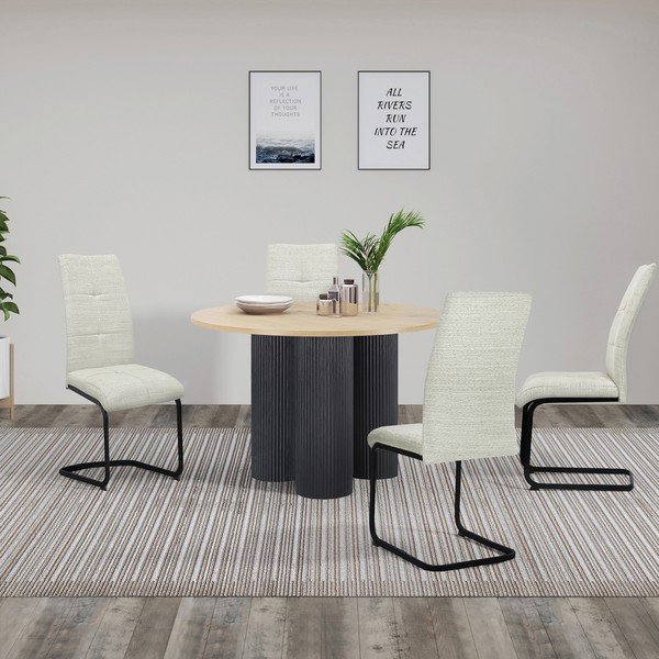 Scaune de dining crem 2 buc. din material textil Calgoty – Støraa-image-3