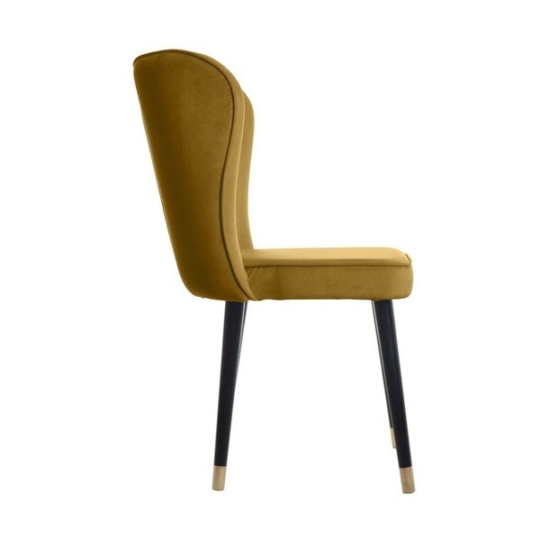 Scaun dining cu detalii aurii JohnsonStyle Odette French Velvet, galben muștar-image-1