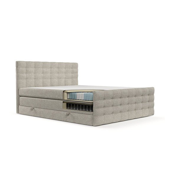 Pat boxspring bej cu spațiu de depozitare 160x200 cm Blend – Maison de Rêve-image-3