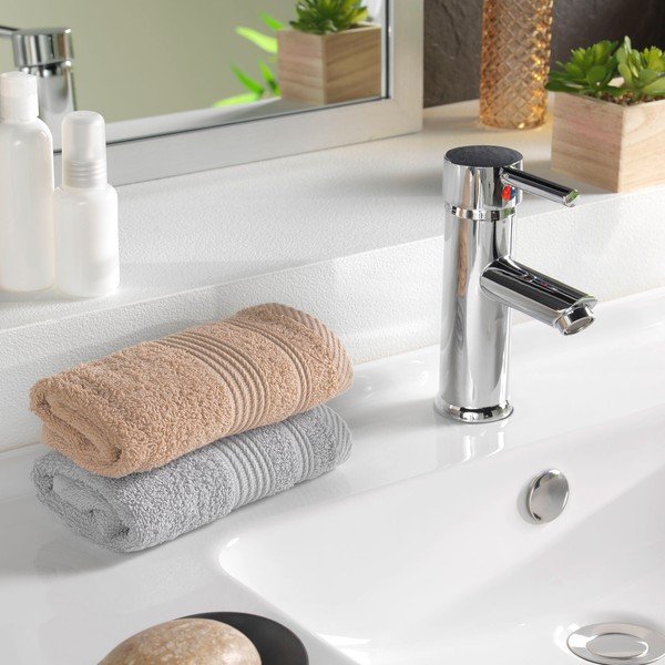 Prosop maro deschis din bumbac din frotir 30x50 cm Tendresse – douceur d'intérieur-image-1