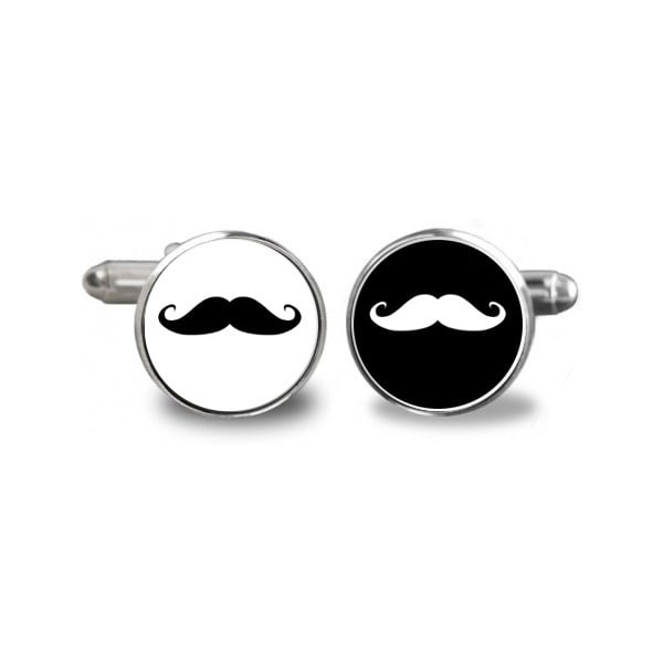Butoni de manșetă Moustache Black and White