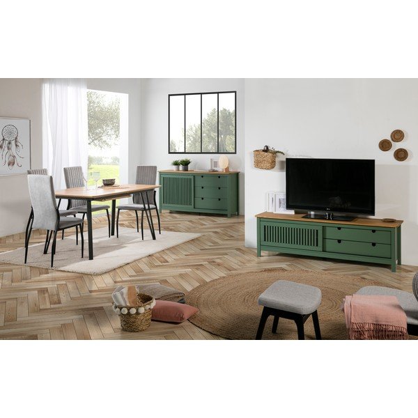 Masă TV din lemn Marckeric Bruna, verde-image-1