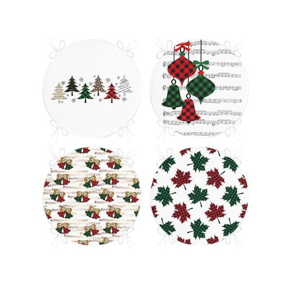 Perne de scaun 4 buc. ø 40 cm  cu model de Crăciun Tartan – Mila Home