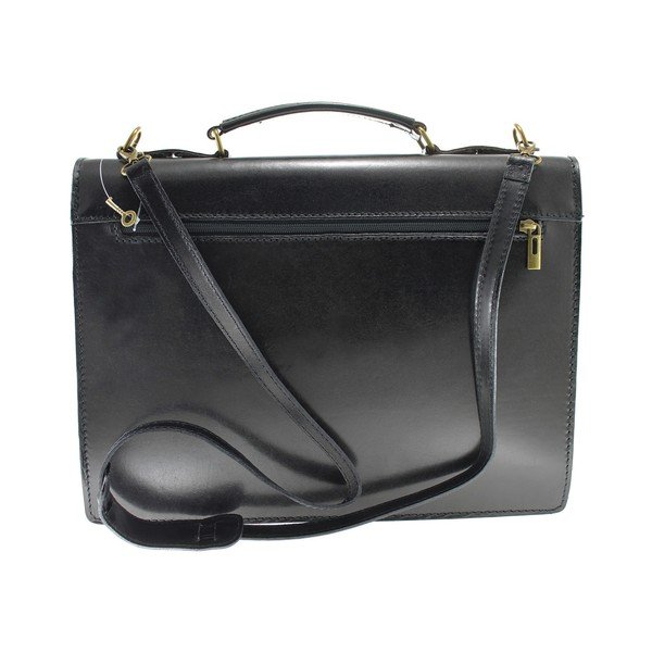 Servietă din piele Chicca Borse Messenger, negru-image-3