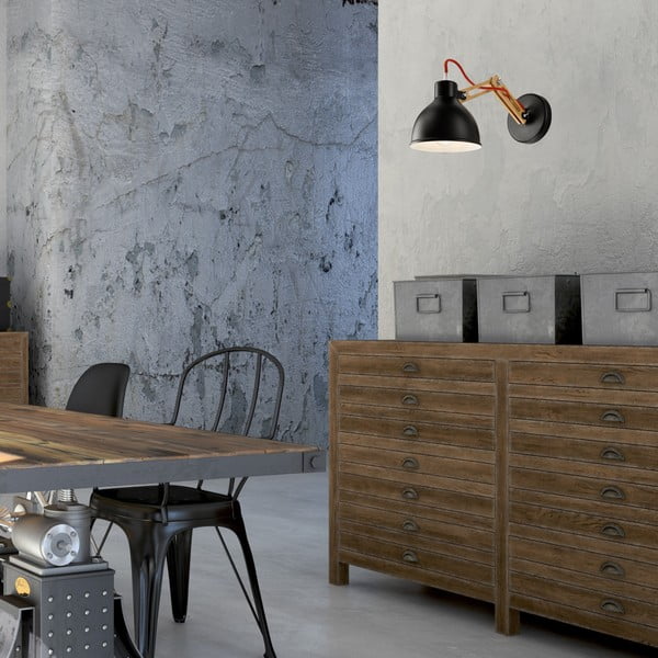 Aplică de perete neagră/maro ø 15 cm Marcello – LAMKUR-image-2