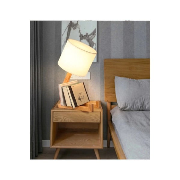 Veioză crem/în culoare naturală din lemn masiv (înălțime 46 cm) WoodenMan – Squid Lighting-image-2