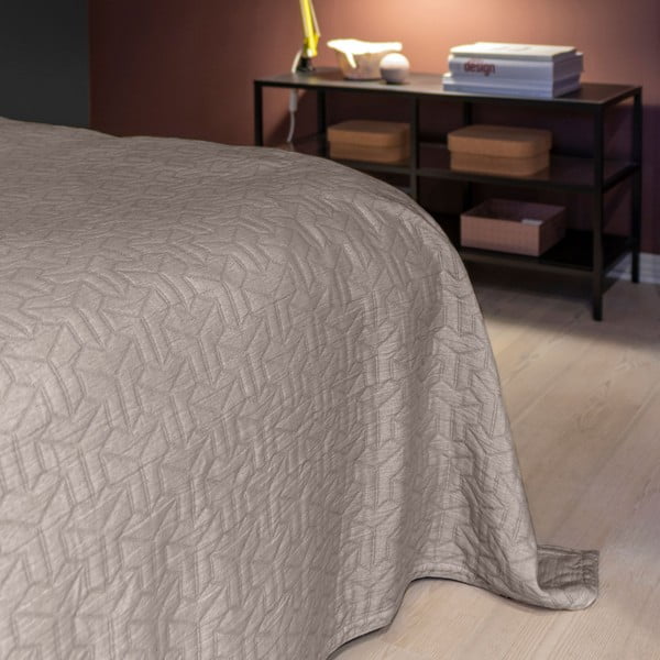 Cuvertură gri din bumbac reciclat pentru pat de o persoană 140x250 cm Trio – Mette Ditmer Denmark-image-1