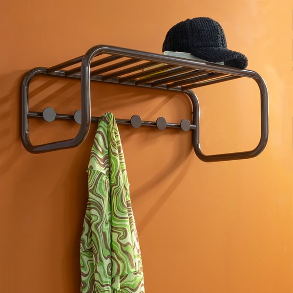 Cuier de perete maro închis cu raft din metal 72 cm Retro – Spinder Design-image-4