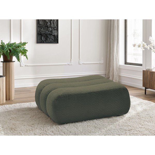 Taburet verde cu tapițerie din țesătură bouclé Azra – Bobochic Paris-image-1