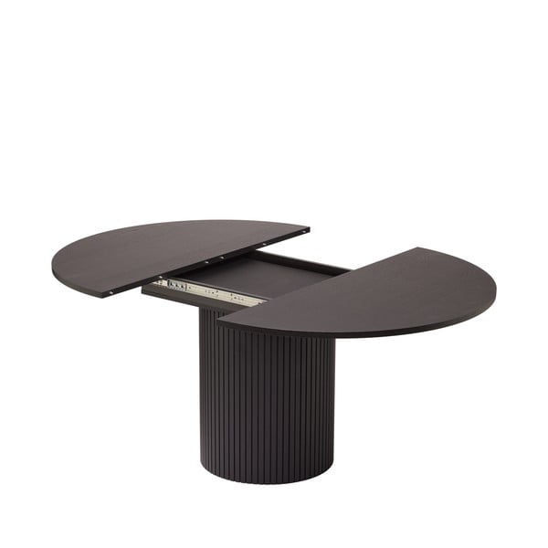 Masă de dining rotundă neagră extensibilă cu aspect de lemn de stejar ø 115 cm Malaga – Bonami Selection-image-4