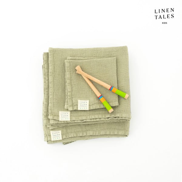 Prosop  pentru copii verde deschis din in 45x90 cm – Linen Tales-image-2
