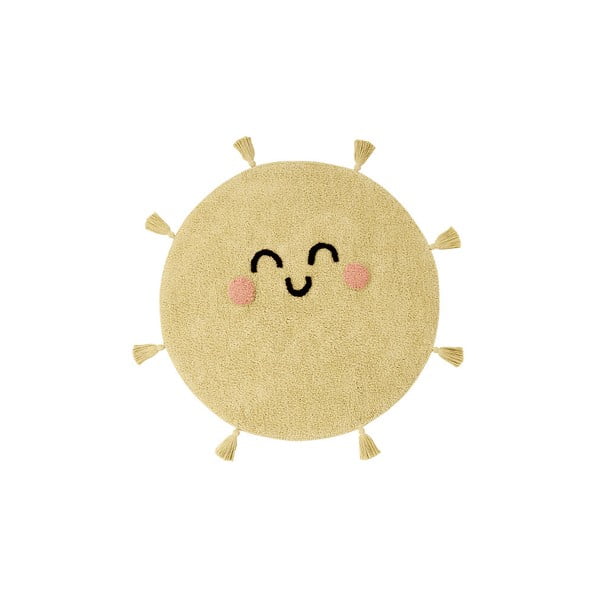 Covor pentru copii galben lavabil/țesut manual din bumbac ø100 cm You're My Sunshine – Lorena Canals