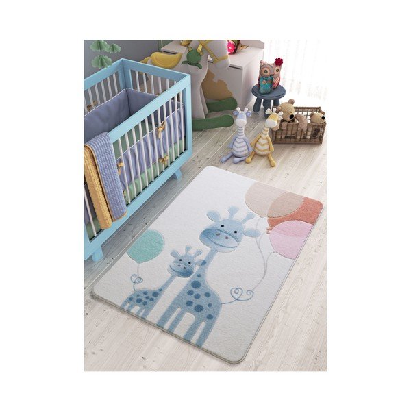 Covor pentru copii Confetti Happy Giraffe, 133 x 190 cm, albastru deschis-image-1