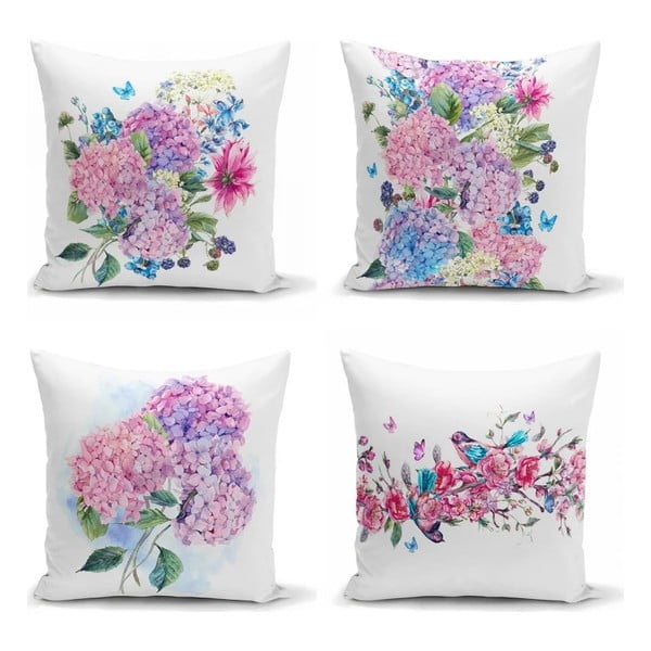 Set 4 fețe de pernă decorative Minimalist Cushion Covers Purple Pink, 45 x 45 cm