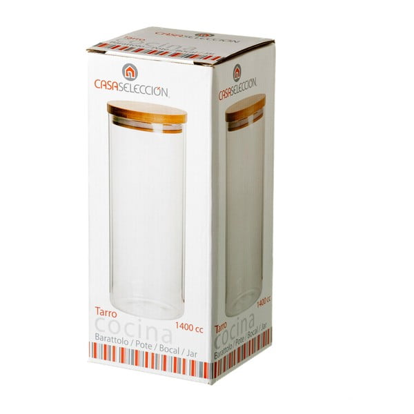 Recipient din sticlă și capac din bambus Casa Selección,  1,4 l-image-2