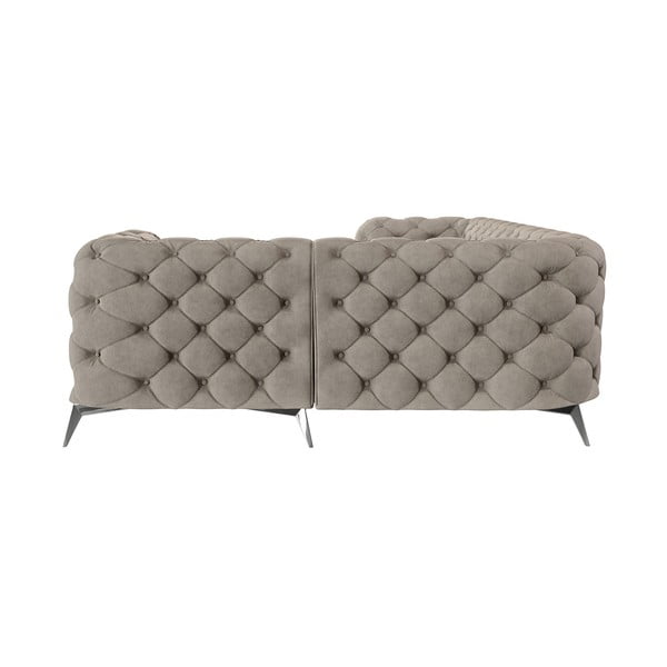 Colțar grej cu tapițerie din catifea (cu colț pe partea dreaptă/în formă de ”L”) Chelsea – Ropez-image-3