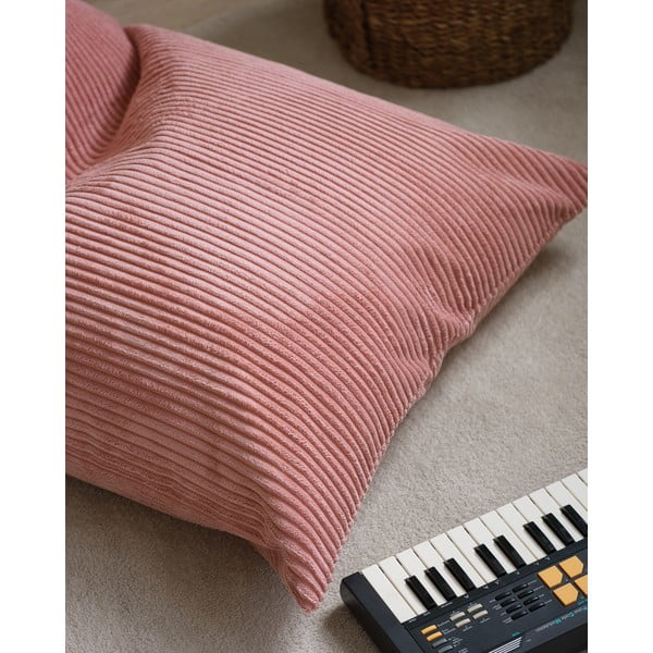 Fotoliu puf pentru copii roz cu tapițerie din catifea reiată Big Lounger – Wigiwama-image-3