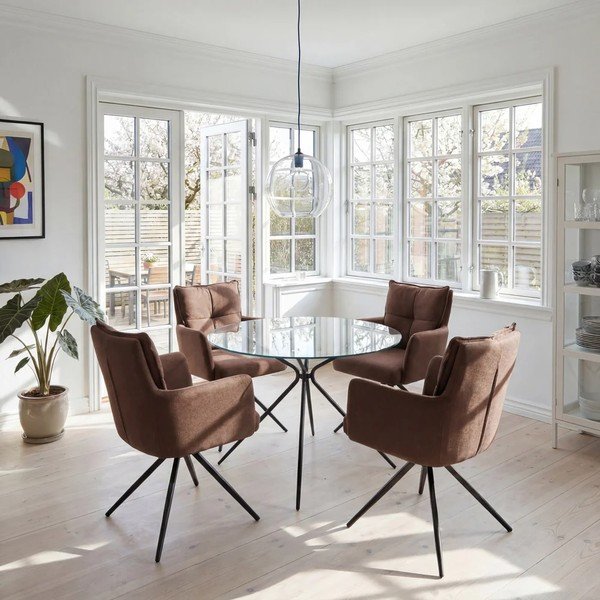 Scaune de dining grej cu cotiere 2 buc. din material textil Jonas – Støraa-image-2