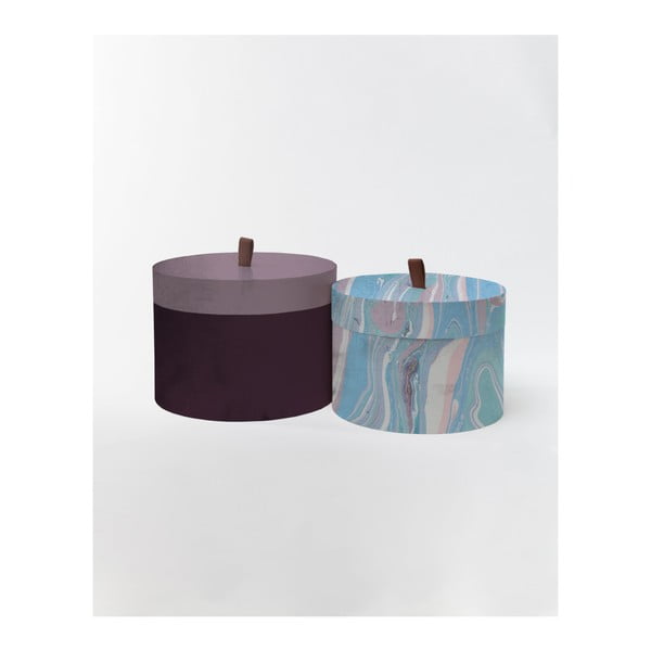Set 2 cutii rotunde din catifea Velvet Atelier Marble
