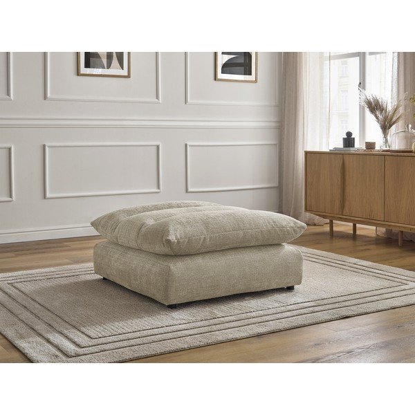 Taburet bej cu tapițerie din chenille Neil – Bobochic Paris-image-1