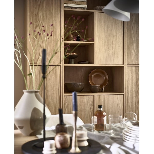 Bibliotecă modulară în culoare naturală cu aspect de lemn de stejar 217x243 cm Modulair – vtwonen-image-2