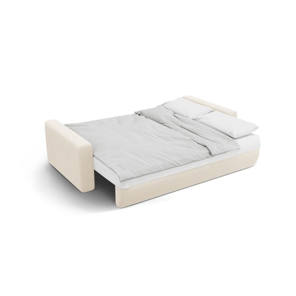 Canapea bej extensibilă, cu spațiu de depozitare cu tapițerie din catifea 238 cm Belfast – Cosmopolitan Design-image-4